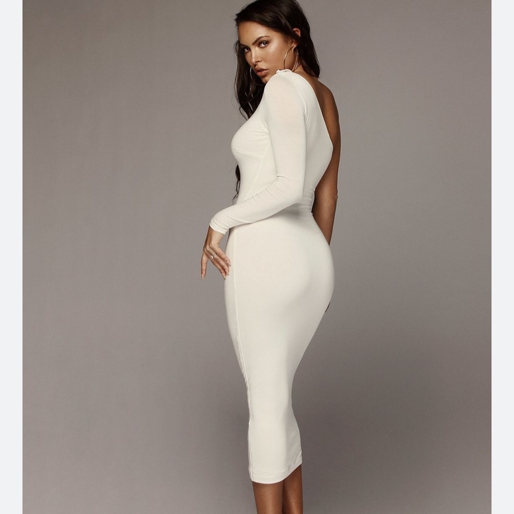 NWT JLUXBASIX IVORY EM ONE SHOULDER BASIC DRESS - Picture 3 of 3